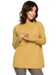 Be Wear Sweter w kolorze żółtym rozmiar: onesize. Żółte swetry Be Wear, bez wzorów, z wełny, bez ramiączek. Za 145.60 zł.