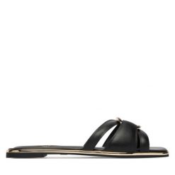 Klapki Aldo. Czarne klapki Aldo, bez wzorów, bez obcasa, bez zapięcia. Za 289.99 zł.