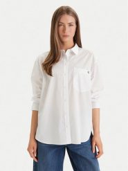 Calvin Klein Jeans Koszula LV047F102G Biały Relaxed Fit. Białe koszule Calvin Klein Jeans, l, bez wzorów, z bawełny, bez kołnierzyka, bez ramiączek. Za 409.99 zł.