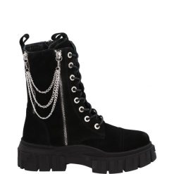 CZARNE BOTKI 00108000S BLACK. Czarne botki Venezia, bez wzorów, ze skóry, bez obcasa, bez zapięcia. Za 239.00 zł.
