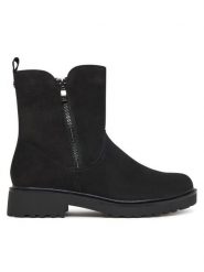 Caprice Botki 9-25414-45 Czarny. Czarne botki Caprice, bez wzorów, z nubiku, bez obcasa, na płaskiej podeszwie, bez zapięcia. Za 489.99 zł.