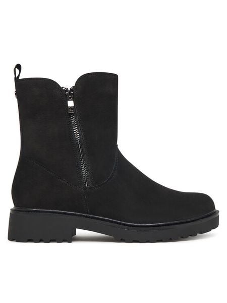 Caprice Botki 9-25414-45 Czarny. Czarne botki Caprice, bez wzorów, z nubiku, bez obcasa, na płaskiej podeszwie, bez zapięcia. Za 489.99 zł.