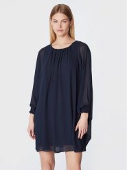 NAF NAF Sukienka koktajlowa Ktoday THNR35 Granatowy Relaxed Fit. Niebieskie sukienki NAF NAF, l, bez wzorów, z syntetyku, wizytowe, bez kołnierzyka, bez ramiączek. Za 179.99 zł.