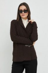 Lauren Ralph Lauren sweter bawełniany damski kolor brązowy lekki. Brązowe swetry Lauren Ralph Lauren, s, z aplikacjami, z bawełny, bez ramiączek. W wyprzedaży za 519.99 zł.