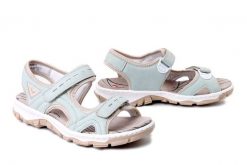 RIEKER 68866-52 green, sandały damskie. Zielone sandały Rieker, bez wzorów, bez obcasa, bez zapięcia. Za 319.90 zł.