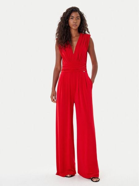 Rinascimento Kombinezon CFC0126184003 Czerwony Regular Fit. Czerwone sukienki Rinascimento, m, bez wzorów, z syntetyku, bez kołnierzyka, bez ramiączek. Za 339.99 zł.