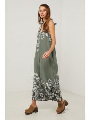 Fleur de Lin Kombinezon w kolorze zielonym rozmiar: XL. Zielone kombinezony Fleur de Lin, xl, bez wzorów, ze lnu, bez kołnierzyka, bez ramiączek. Za 239.95 zł.