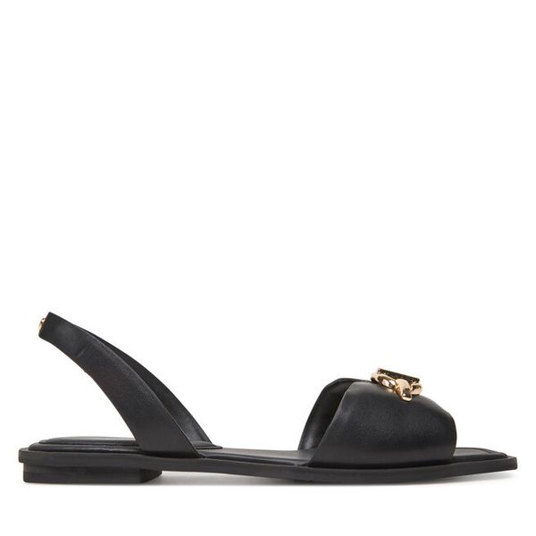 Sandały Aldo. Czarne sandały Aldo, bez wzorów, bez obcasa, na płaskiej podeszwie, bez zapięcia. Za 259.99 zł.