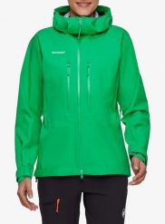 Kurtka przeciwdeszczowa damska Mammut Taiss HS Hooded Jacket. Zielone kurtki przeciwdeszczowe Mammut, m, bez wzorów, z poliamidu, bez kaptura, trekkingowe. Za 1,519.09 zł.