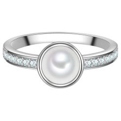 Trilani Pierscionek z Srebra Sterling w srebrze z Cyrkonia i Perla Muszli Pierścionki 1 ct Damski. Białe pierścionki Trilani, z cyrkonią, srebrne. Za 209.99 zł.