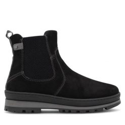 Botki Go Soft. Czarne botki GO SOFT, bez wzorów, bez obcasa, na płaskiej podeszwie, bez zapięcia. Za 134.99 zł.