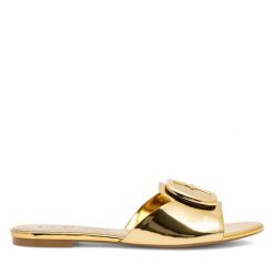 Klapki Eva Minge. Żółte klapki Eva Minge, bez wzorów, bez obcasa, bez zapięcia. Za 349.99 zł.