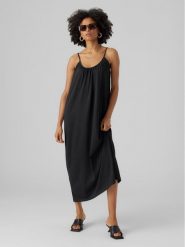 Vero Moda Sukienka letnia Luna 10286077 Czarny Regular Fit. Czarne sukienki Vero Moda, xs, bez wzorów, z bawełny, bez kołnierzyka, bez ramiączek. Za 89.99 zł.