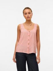 Vero Moda Top w kolorze czerwono-białym rozmiar: XL. Białe topy Vero Moda, s, bez wzorów, z wiskozy, klasyczne, bez kołnierzyka, bez ramiączek. Za 70.57 zł.