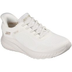 Buty sportowe damskie Skechers Bobs Squad Chaos C. Białe buty treningowe Skechers, bez wzorów, z materiału, bez zapięcia, trekkingowe. Za 394.00 zł.