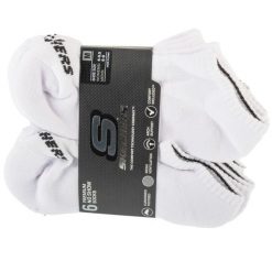 Skarpetki sportowe dla dorosłych 6pk Core Lowcut Md Socks. Białe skarpetki Skechers, bez wzorów, z materiału. Za 89.99 zł.