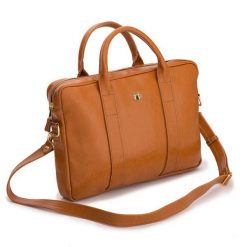 Skórzana torba na laptopa Felice Gold FG04 camel. Brązowe torby na laptopa Felice, bez wzorów, ze skóry, do ręki. Za 438.99 zł.