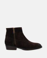 BRĄZOWE BOTKI Z SUWAKAMI V011SUBROBB027. Brązowe botki Venezia, bez wzorów, ze skóry, bez obcasa, bez zapięcia. Za 799.00 zł.