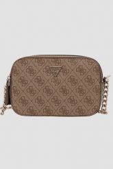 GUESS Brązowa torebka damska Noelle II. Brązowe kopertówki Guess, z aplikacjami, ze skóry ekologicznej, bez dodatków. W wyprzedaży za 419.99 zł.