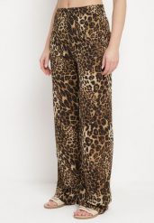 Beżowe Szerokie Spodnie z Wysokim Stanem Zapinane na Suwak Erissina. Brązowe jeansy Born2be, m, bez wzorów, z jeansu, eleganckie, z podwyższonym stanem, długie. Za 69.99 zł.