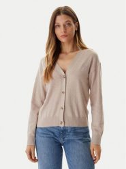 Guess Jeans Kardigan W4BR16 Z3HO2 Beżowy Regular Fit. Brązowe swetry Guess Jeans, m, z aplikacjami, z jeansu, bez ramiączek. Za 389.99 zł.