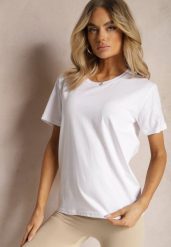 Biała T-shirt Erasorus. Białe t-shirty Renee, l, bez wzorów, z jeansu, bez kołnierzyka, bez ramiączek. W wyprzedaży za 19.99 zł.