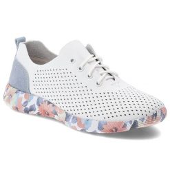 Półbuty damskie Artiker, skóra naturalna perforowana cholewka sznurowanie lekka elastyczna podeszwa z kwiatowym motywem, białe, 58C0586. Białe półbuty wsuwane Artiker, bez wzorów, ze skóry, bez obcasa. Za 179.00 zł.