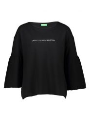 Benetton Bluza w kolorze czarnym rozmiar: M. Czarne bluzy Benetton, m, bez wzorów, z bawełny, bez kaptura. Za 61.60 zł.