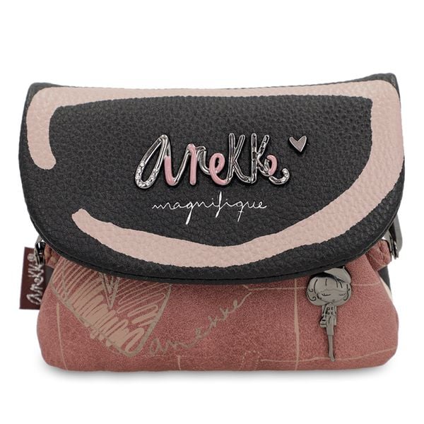 Brązowy Mały Damski Portfel Z Klapką Anekke. Brązowe portfele Anekke, z aplikacjami, z materiału. Za 129.00 zł.