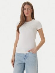 Guess T-Shirt W5GI04 J1314 Biały Slim Fit. Białe t-shirty Guess, m, z aplikacjami, z bawełny, bez kołnierzyka, bez ramiączek. Za 194.99 zł.
