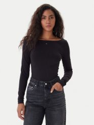 Tommy Jeans Bluzka DW0DW21548 Czarny Slim Fit. Czarne bluzki Tommy Jeans, xl, bez wzorów, z bawełny, bez kołnierzyka, bez ramiączek. Za 239.99 zł.