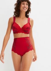 Figi shape z połyskiem, średni stopień modelowania sylwetki. Czerwone figi bonprix, bez wzorów. Za 54.99 zł.