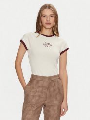Tommy Hilfiger T-Shirt WW0WW43898 Beżowy Slim Fit. Brązowe t-shirty Tommy Hilfiger, xl, bez wzorów, z bawełny, bez kołnierzyka, bez ramiączek. Za 179.99 zł.