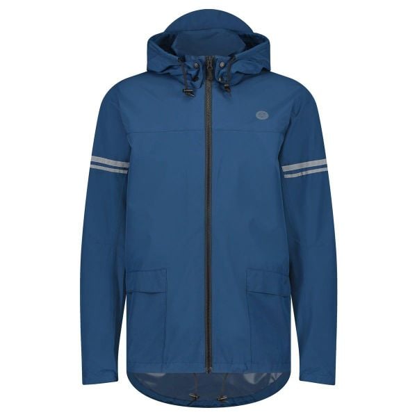 Kurtka przeciwdeszczowa rowerowa wodoszczelna Essential niebieska. Niebieskie kurtki AGU, xl, bez wzorów, z materiału, bez kaptura, rowerowe. Za 348.50 zł.