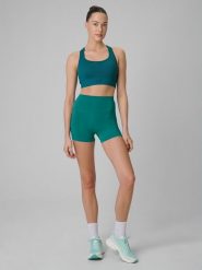 4F Legginsy krótkie treningowe damskie - turkusowe S. Niebieskie legginsy 4f, bez wzorów, sportowe, krótkie. Za 79.99 zł.
