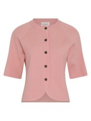 MOSS COPENHAGEN Kardigan "Aubree East" w kolorze jasnoróżowym rozmiar: S/M. Różowe swetry Moss Copenhagen, m, bez wzorów, ze splotem, bez ramiączek. Za 179.64 zł.
