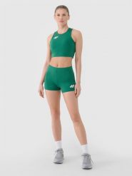 4F Legginsy krótkie treningowe damskie - zielone S. Zielone legginsy 4f, bez wzorów, z dzianiny, sportowe, krótkie. Za 89.99 zł.