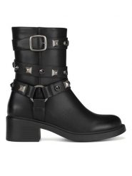 JENNY Botki WFA2882-2 Czarny. Czarne botki Jenny, bez wzorów, bez obcasa, na słupku, bez zapięcia. Za 119.99 zł.