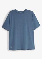 Koszulka sportowa oversize z bawełną, szybkoschnąca. Niebieskie t-shirty sportowe bonprix, bez wzorów, z bawełny, bez ramiączek. Za 54.99 zł.