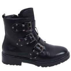 BM Botki damskie Ragnar Black czarne. Czarne botki BM, bez wzorów, ze skóry ekologicznej, militarne, bez obcasa, bez zapięcia. Za 125.62 zł.