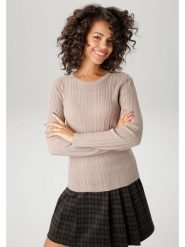 Aniston Sweter w kolorze szarobrązowym rozmiar: 44. Brązowe swetry Aniston, bez wzorów, bez ramiączek. Za 43.99 zł.