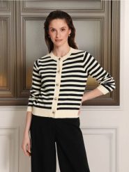 Kardigan w paski - wielobarwny. Swetry Sinsay, l, bez wzorów, z bawełny, bez ramiączek. Za 59.99 zł.