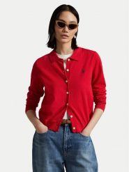 Polo Ralph Lauren Kardigan 211959285002 Czerwony Slim Fit. Czerwone swetry Polo Ralph Lauren, m, bez wzorów, z bawełny, bez ramiączek. Za 549.99 zł.
