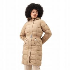 Płaszcz zimowy dla kobiet Regatta Decima. Brązowe płaszcze Regatta, na zimę, xl, bez wzorów, eleganckie, bez kaptura. Za 199.99 zł.