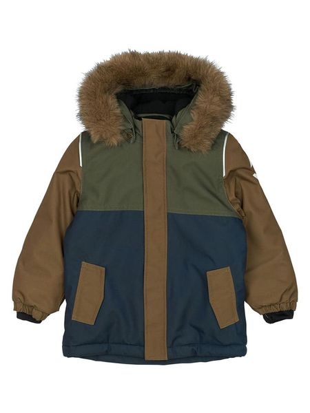 Mikk-line Parka w kolorze jasnobrązowo-granatowym rozmiar: 128. Brązowe płaszcze mikk-line, m, bez wzorów, bez kaptura. Za 260.99 zł.