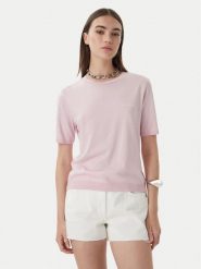 Patrizia Pepe T-Shirt 2M4542/J419-M564 Różowy jasny Regular Fit. Czerwone t-shirty Patrizia Pepe, m, bez wzorów, z bawełny, bez kołnierzyka, bez ramiączek. Za 679.99 zł.