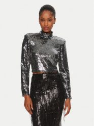 Rinascimento Bluzka CFC0019736002 Srebrny Regular Fit. Szare bluzki Rinascimento, m, bez wzorów, z syntetyku, bez kołnierzyka, bez ramiączek. Za 229.99 zł.