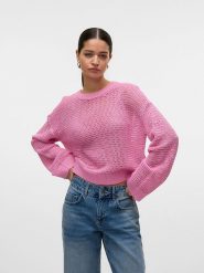 Vero Moda Sweter w kolorze różowym rozmiar: S. Różowe swetry Vero Moda, s, bez wzorów, ze splotem, bez ramiączek. Za 79.21 zł.