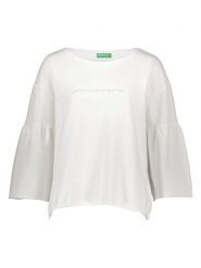 Benetton Bluza w kolorze białym rozmiar: M. Białe bluzy Benetton, m, bez wzorów, z bawełny, bez kaptura. Za 66.00 zł.