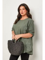 Curvy Lady Bluzka w kolorze khaki rozmiar: 44/46. Brązowe bluzki Curvy Lady, bez wzorów, klasyczne, bez kołnierzyka, bez ramiączek. Za 127.95 zł.